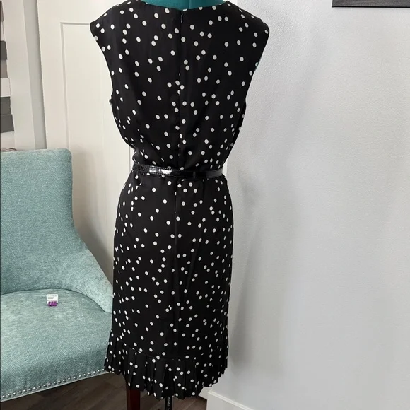 White House Black Market Black and White Polka Dot Midi Dress - Picture 2 of 4